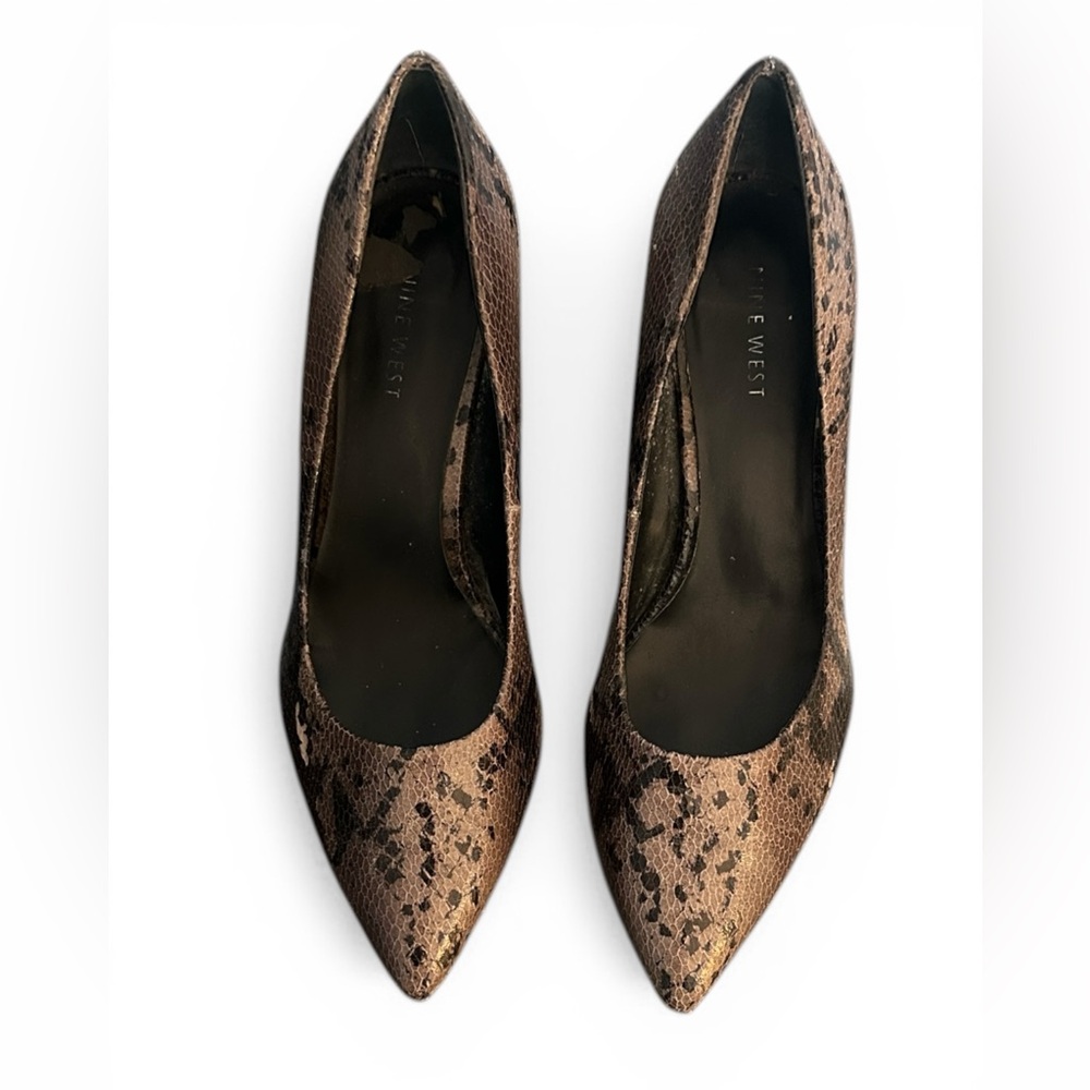 Nine West Bronze Purple Snake-Print Pointed Pumps US8.5M